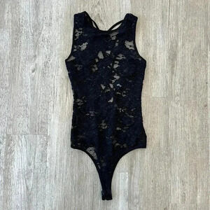 Womens Privy Black Lace Bodysuit - S